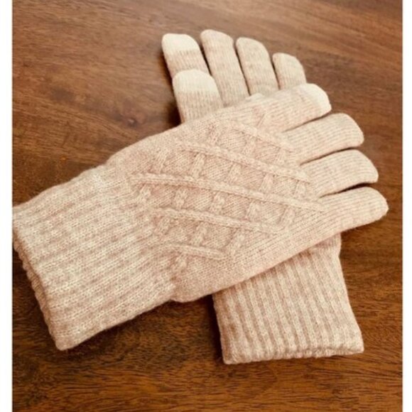 🆕Women Beige Winter Warm Touchscreen Texting Knit Thermal Wool Lining Gloves - Picture 1 of 8